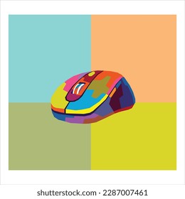 Computer mouse on popart style for illustration and background