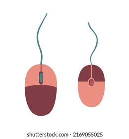 computer mouse on a white, vector Icon. Flat cartoon illustration, clipart.