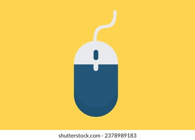 Computer mouse on a yellow background isolated flat lay