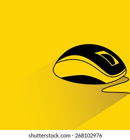 computer mouse on yellow background, flat and shadow theme