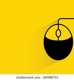 computer mouse on yellow background, flat and shadow theme