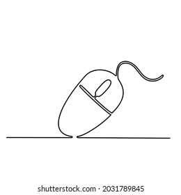 Computer Mouse One Continuous Line Drawing.