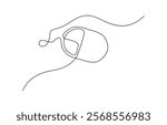 Computer mouse one line drawing on white isolated background. Drawn continuous one line computer mouse logo. Vector illustration.