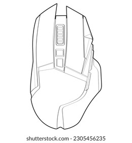 Computer mouse outline drawing vector, Computer Mouse in a sketch style, Computer Mouse training template outline, vector Illustration.