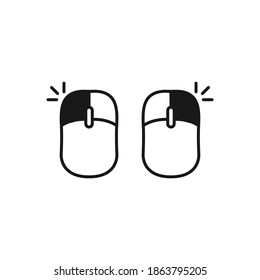 Computer Mouse outline Icon Symbol Set on white background vector illustration
