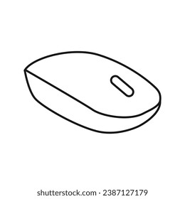 Computer mouse in outline style isolated on white background. Personal computer symbol stock vector illustration.