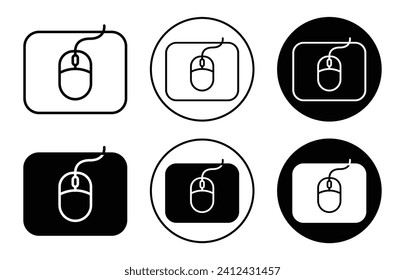 Computer mouse pad vector icon set collection. Computer mouse pad Outline flat Icon.