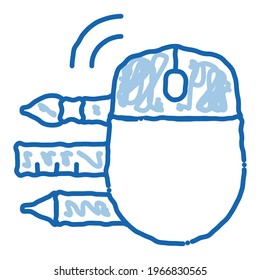 computer mouse pen pencil and ruler sketch icon vector. Hand drawn blue doodle line art computer mouse pen pencil and ruler sign. isolated symbol illustration