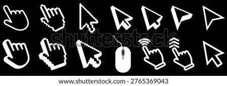 Computer mouse pointer icon set vector. Clicking pointer cursor symbol. vector illustration.