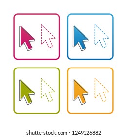 Computer Mouse Pointer - Outline Styled Icon - Colorful Vector Illustration - Isolated On White Background