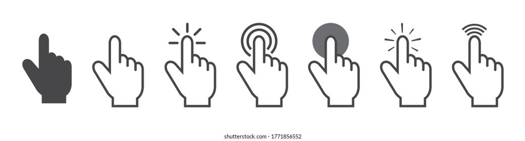 Computer Mouse Pointer Set - Different Editable Vector Icons - Isolated On White Background