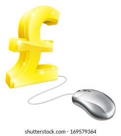 Computer mouse pound concept of computer mouse connected to a gold pound sign