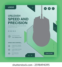 Computer mouse product social media square post template design