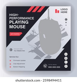 Computer mouse product social media square post template design