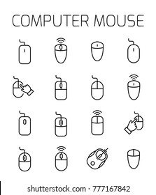 Computer mouse related vector icon set. Well-crafted sign in thin line style with editable stroke. Vector symbols isolated on a white background. Simple pictograms.