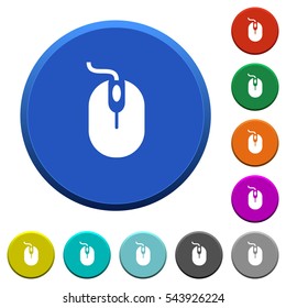 Computer mouse round color beveled buttons with smooth surfaces and flat white icons