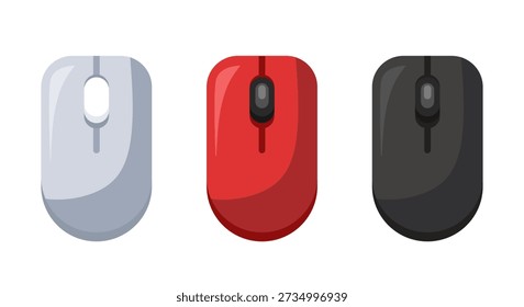 Computer mouse set. Vector cartoon clip art isolated on white background.