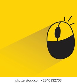 computer mouse with shadow on yellow background
