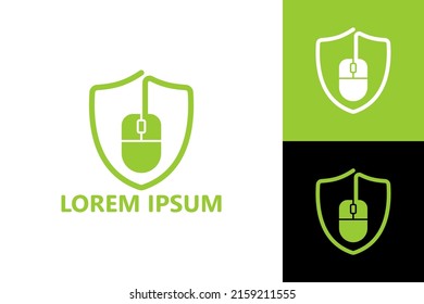 Computer mouse shield protect logo template design vector