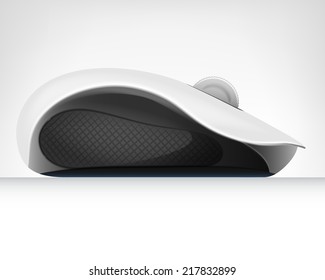 Computer Mouse In Side View Isolated Object On White Vector Illustration