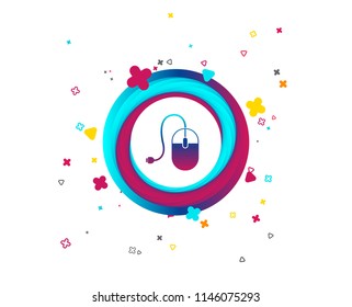 Computer mouse sign icon. Optical with wheel symbol. Colorful button with icon. Geometric elements. Vector