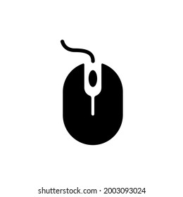 Icono de la línea negra de la silueta del ratón del ordenador sobre fondo blanco. El símbolo de contorno aislado plano moderno se puede utilizar para: ilustración, signo, logotipo, móvil, aplicación, diseño, web, dev, ui, ux, gui. EPS vectorial 10