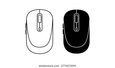 computer mouse silhouette in black and white high quality professional detailed