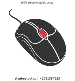 Projeto de arte de ilustração de vetor de silhueta de mouse de computador. Ícone do mouse do computador vetor design plano. Gaming Computer Mouse isolado no fundo branco.