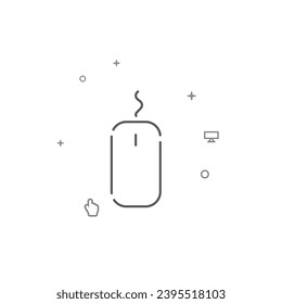 Computer mouse simple vector line icon. Symbol, pictogram, sign isolated on white background. Editable stroke. Adjust line weight.