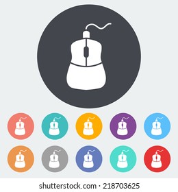 Computer Mouse. Single flat icon. Vector illustration.