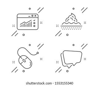 Computer mouse, Skin care and Web traffic line icons set. Speech bubble sign. Pc device, Face cream, Website window. Chat message. Business set. Line computer mouse outline icon. Vector