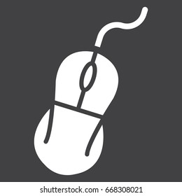 Computer mouse solid icon, click and device, vector graphics, a glyph pattern on a black background, eps 10.