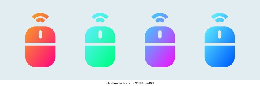 Computer mouse solid icon in gradient colors. Wireless mouse signs vector illustration.