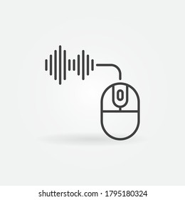 Computer Mouse with Sound wave vector concept icon or sign in outline style