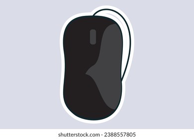 Computer Mouse Sticker vector illustration. Science and technology object icon concept. Grey color wire mouse sticker logo design with shadow.