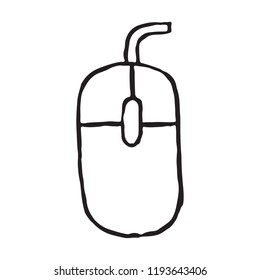 Computer mouse storage doodle icon. Vector illustration