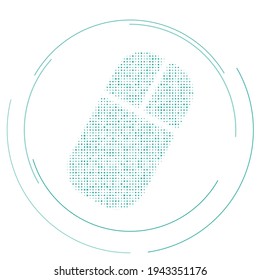 Símbolo del ratón del equipo lleno de puntos de referencia. Estilo de puntillismo. Ilustración del vector sobre fondo blanco
