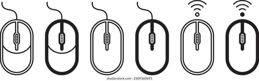 Computer mouse symbol vector icon collection. Computer mouse icon symbol. Vector illustration