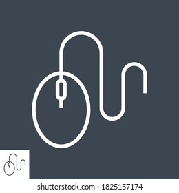 Computer Mouse Thin Line Vector Icon Isolated on the Black Background.