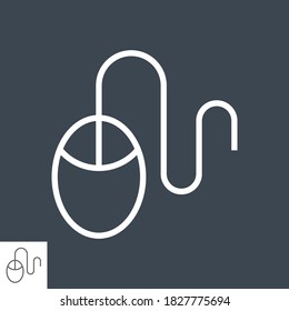 Computer Mouse Thin Line Vector Icon Isolated on the Black Background.