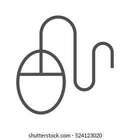 Computer Mouse Thin Line Vector Icon Isolated on the White Background.