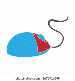 computer mouse vector design. digital hand drawn style. gain texture