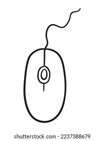 Computer mouse. Vector hand drawn illustration.