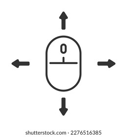 Icono vectorial del ratón del ordenador. Vector de ratón y flechas. La dirección del ratón en el vector de direcciones diferentes. Movimiento en todas las direcciones icono vector.
