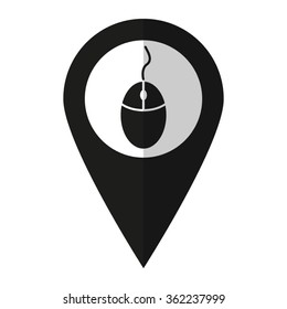 Computer mouse - vector icon;  black map pointer