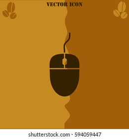 Computer mouse vector  icon Coffee symbol background.