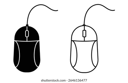 Computer mouse vector icon design. Silhouette of computer mouse symbol and sign on white background. Electronic device, mouse vector illustration.