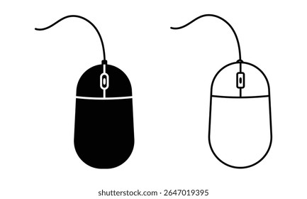 Computer mouse vector icon design. Silhouette of computer mouse symbol and sign on white background. Electronic device, mouse vector illustration.