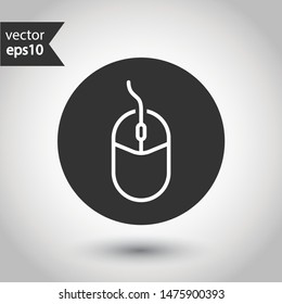 Computer mouse vector icon. Mouse flat sign. Round icon design