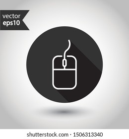 Computer mouse vector icon. Mouse flat sign. Round icon design with shadow